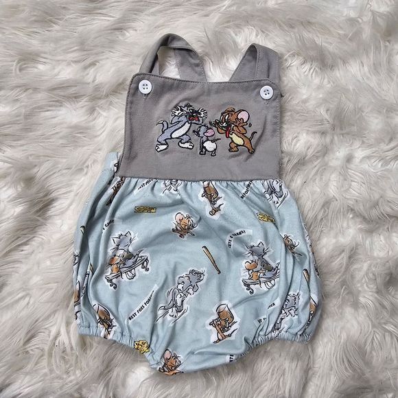 Tom & Jerry Other - Tom & Jerry Baby Outfit Bubble Gray Blue Best Foes Forever 6-12  MONTHS